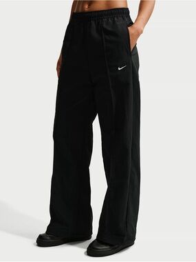 Nike Sportswear Everything Woven Pant Black Mid Rise Wide Leg Baggy Women Medium